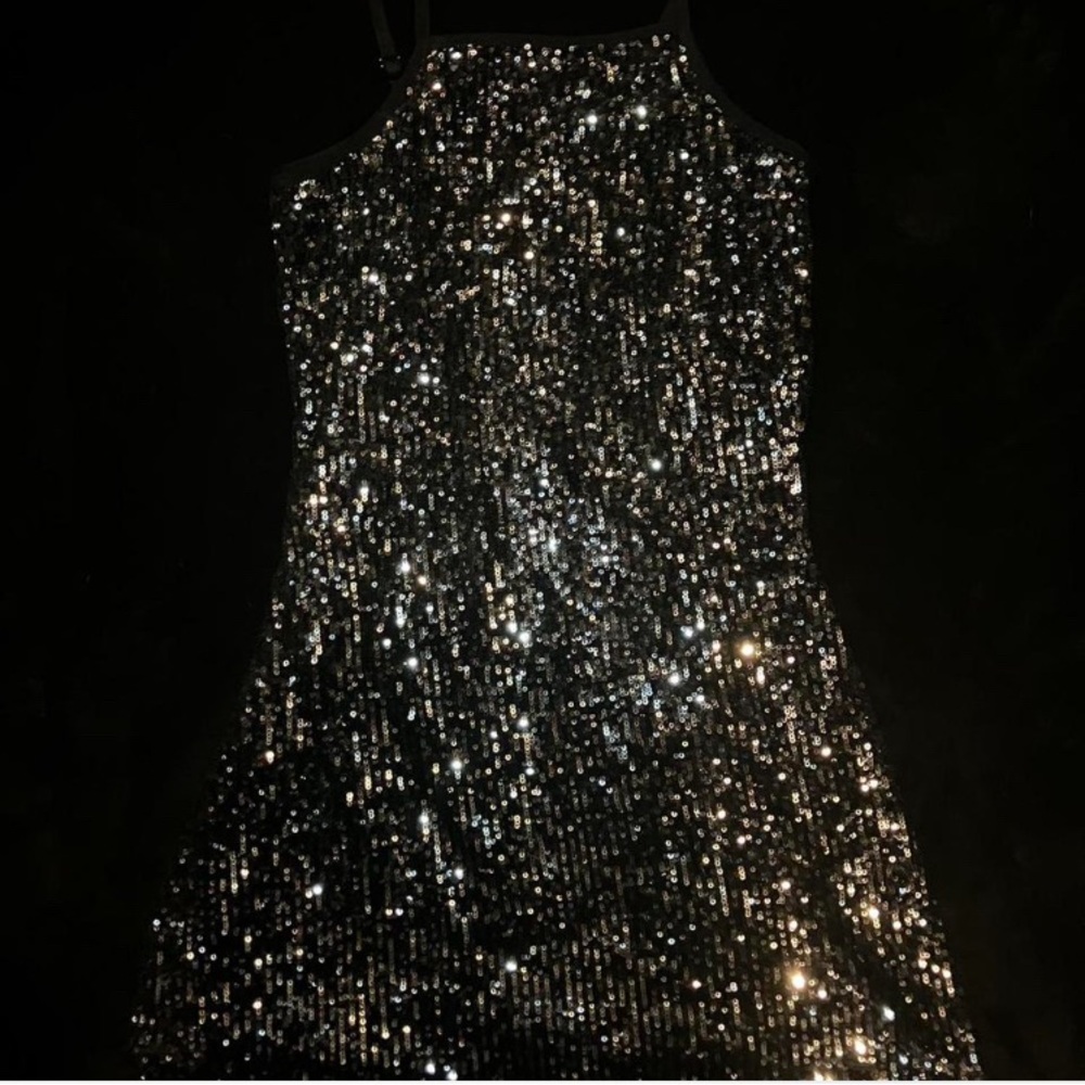 Art Class Black and Silver Sequin Halter Mini Dress